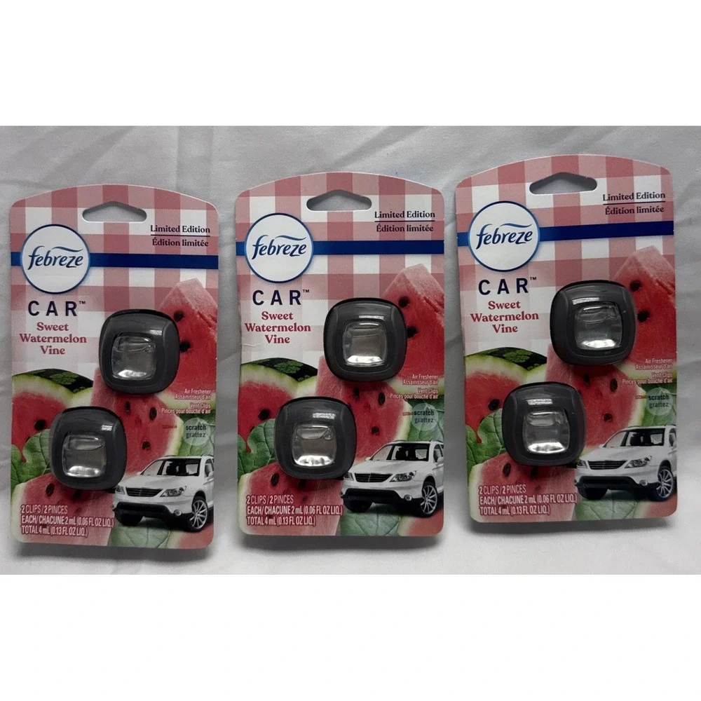 3 Pack Febreze Car Air Freshener Vent Clip Sweet Watermelon  Total Of 6 Clips‎